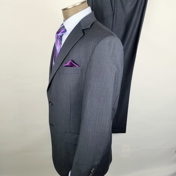 Hart Schaffner Marx - 40R 36X29 Mens 2 Piece Suit - Gray/Muted Chalk Stripe - Picture 3 of 16
